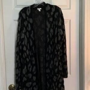 Nine West Black and Gray Patterned Cardigan